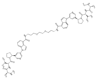 N,N'-(3,3'-(ethane-1,2-diylbis(oxy))bis(propane-3,1-diyl))bis(1-(5-((S)-1-((S)-3-methyl-2-((S)-2-(methylamino)propanamido)butanoyl)pyrrolidin-2-yl)pyridin-3-yl)-1H-indole-4-carboxamide) 1381992-68-2